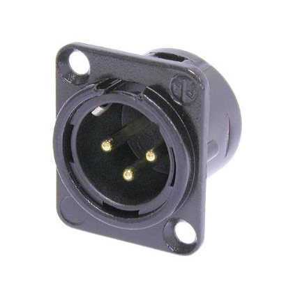 Neutrik NC3MD-L-B-1, XLR, Панельный, 3-х контактный панельный разъем male с черненым корпусом и контактами с золотым покрытием.