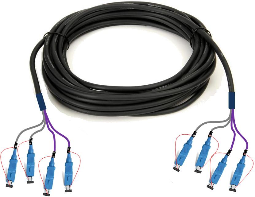 Wiring Parts WP-4SC - 4SC, UPC MM, 100, Оптические кабели, BIO, Кабель тактический межблочный 2xSC Duplex UPC MM Bio, 100 м