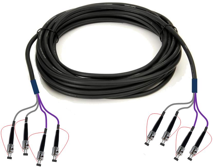 Wiring Parts WP-4ST - 4ST, UPC SM, 50, Оптические кабели, BIO, Кабель тактический межблочный 2xST Duplex UPC SM Bio, 50 м