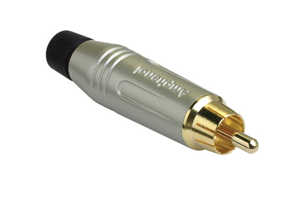 Amphenol ACPR-SBK, RCA, Кабельный, RCA кабельный штекер, металлический корпус, позолоченные контакты, цвет корпуса - никель, мягки 352-065-257
