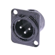 Neutrik NC3MD-L-BAG-1, XLR, Панельный, 3-х контактный панельный разъем male с черненым корпусом и контактами с серебряным покрытием.
