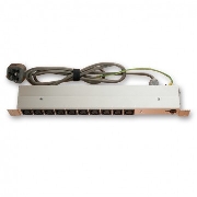 Olson 10 way 19" Rackmount iec Distribution panel, IEC, , 19" модуль дистрибуции питания с 10 розетками IEC, высотой 1U, 2 м кабель с вилкой UK