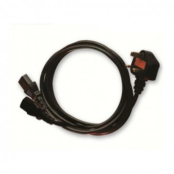 VDC 2m 13A plug to 2 x IEC female , Силовые кабели, Кабели с разъемами IEC, Кабель питания 2 IEC female - вилка UK 13А, длина 2 м